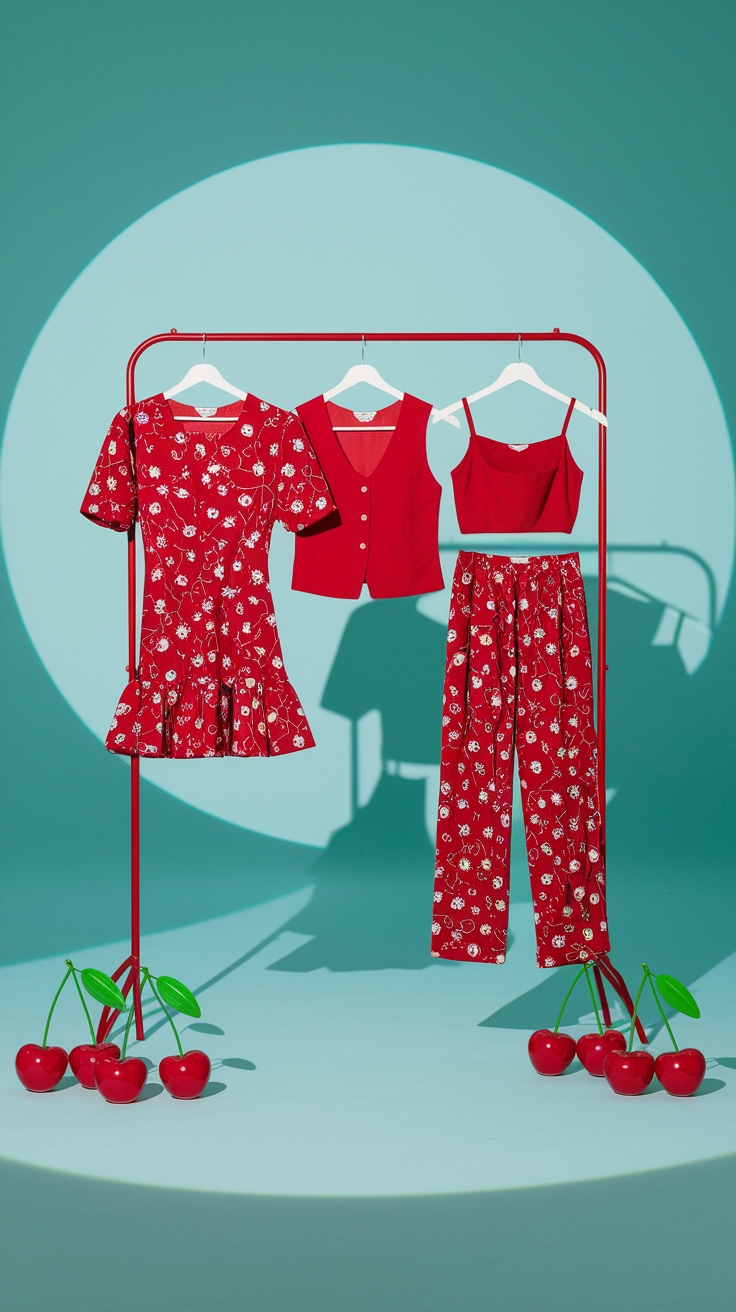 cherry red clothes outfit idea