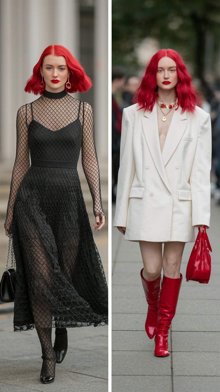 cherry red hair outfit idea