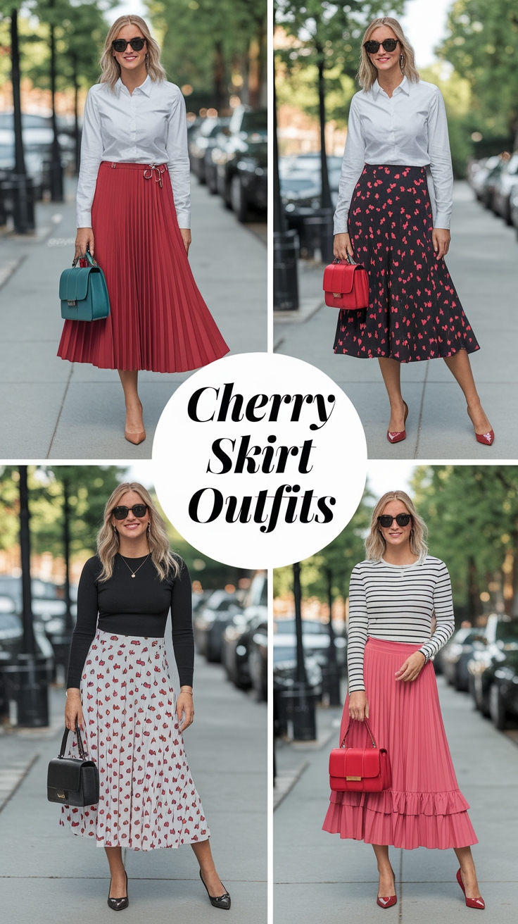 cherry skirt outfits idea
