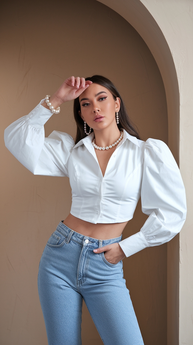 crop shirt outfit idea