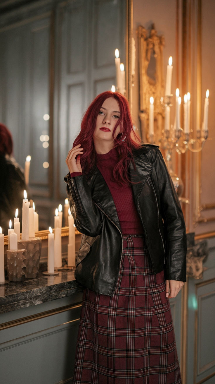 dark red hair outfit idea