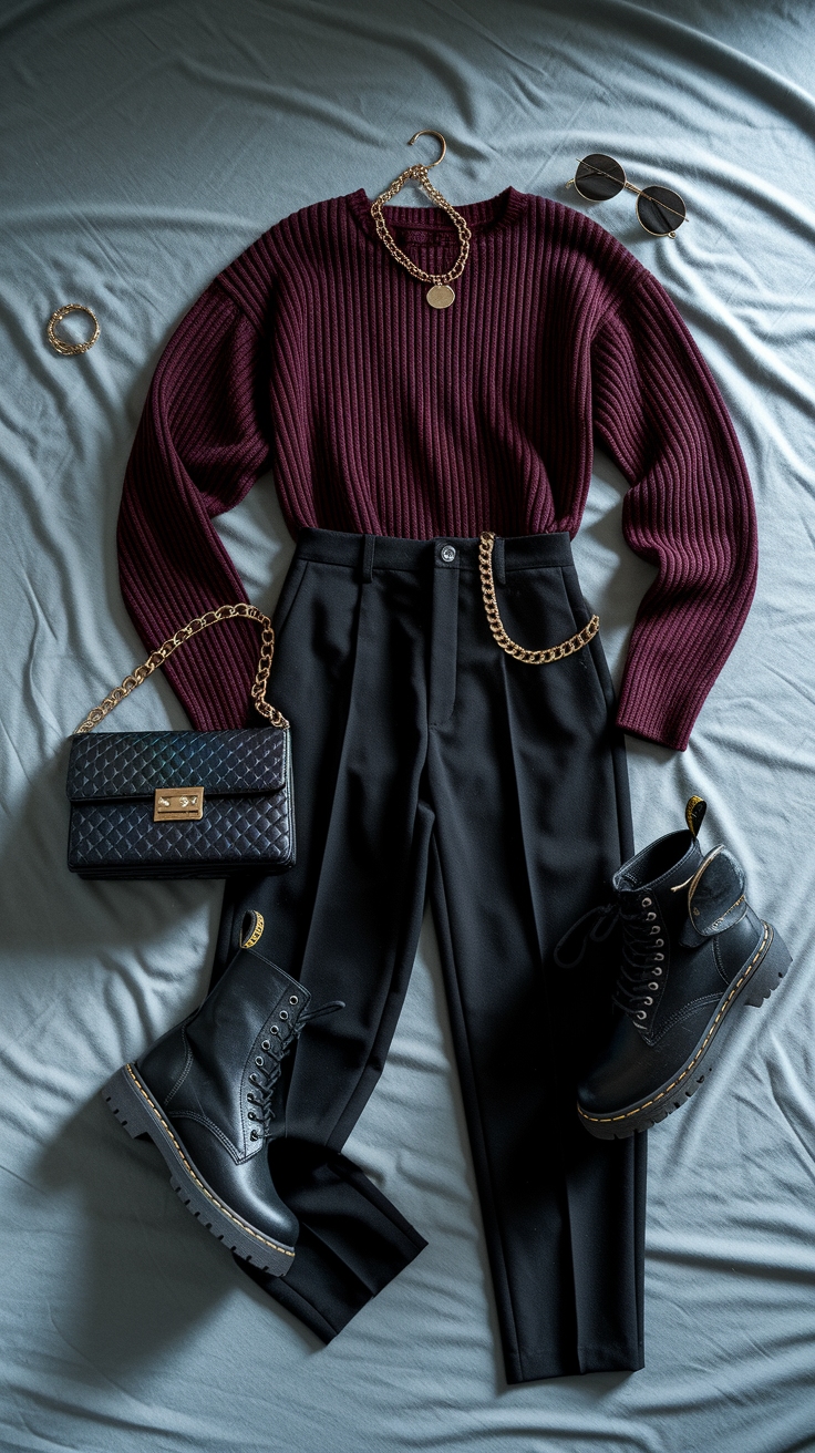 dark red outfit aesthetic idea