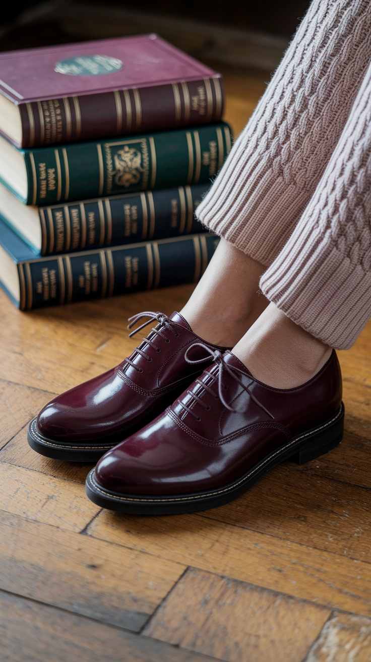 Dark Red Shoes: Perfect Pairing for Fall Fashion outfit idea