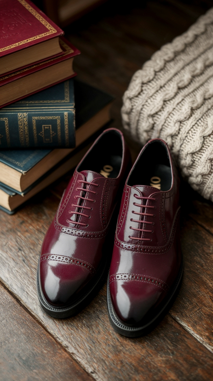 dark red shoes outfit idea