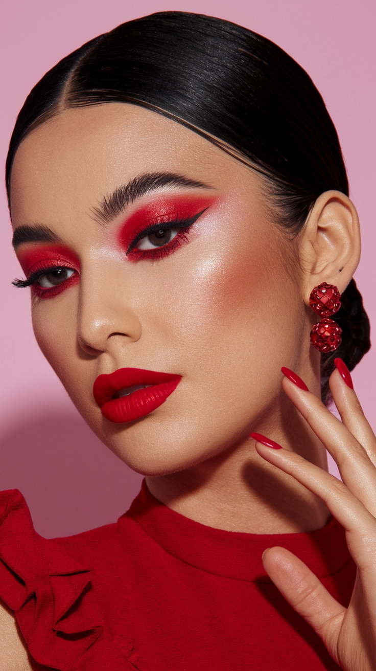 red dress makeup outfit idea