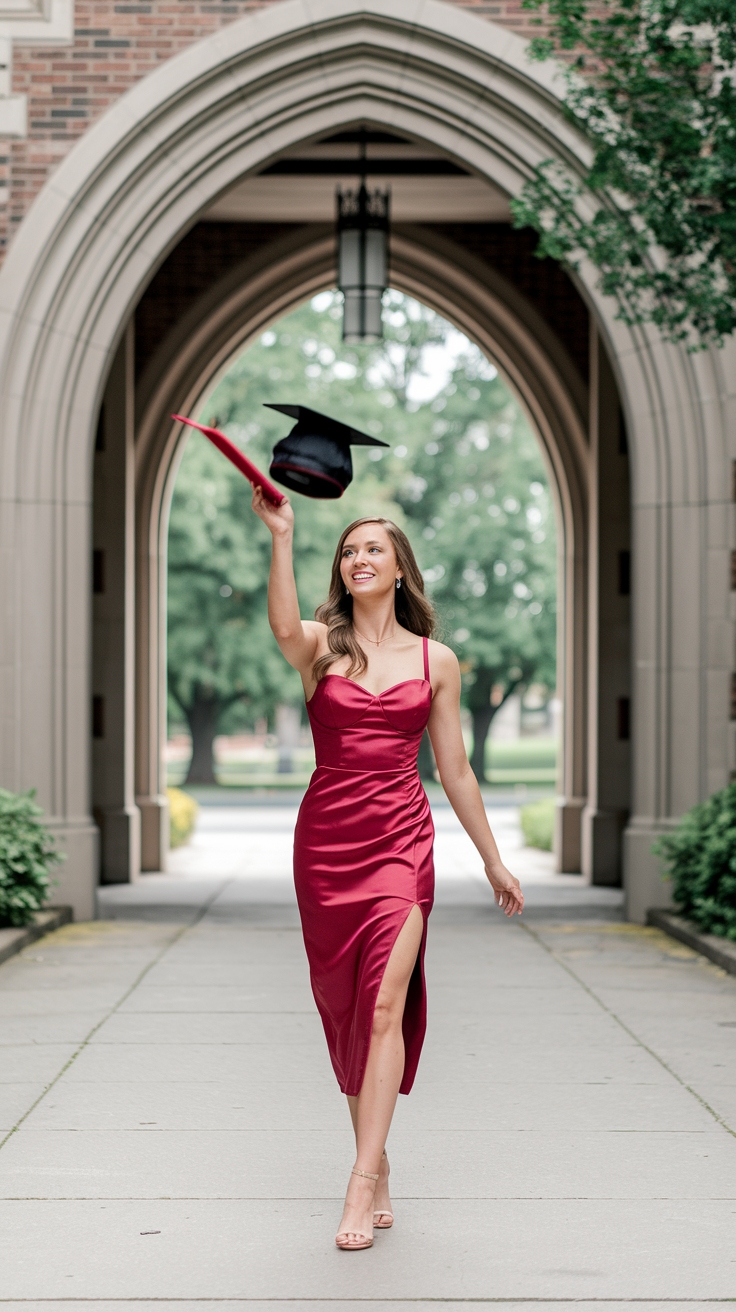 red graduation dress outfit idea