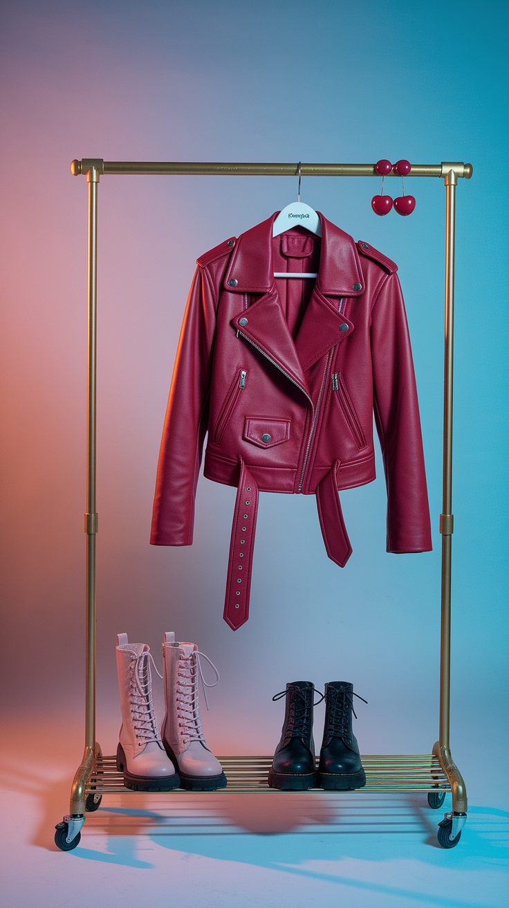red leather jacket aesthetic idea