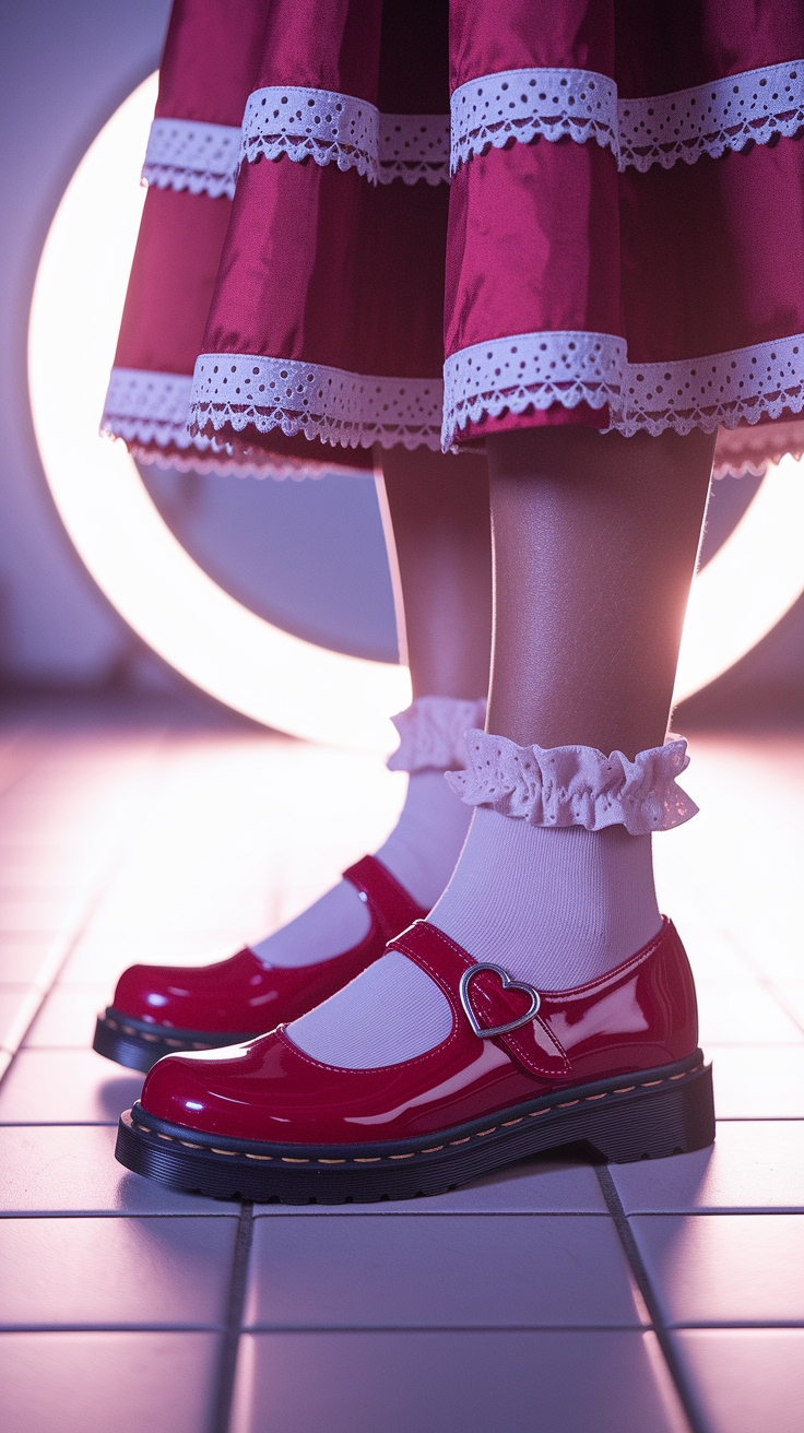 red mary jane shoes outfit idea