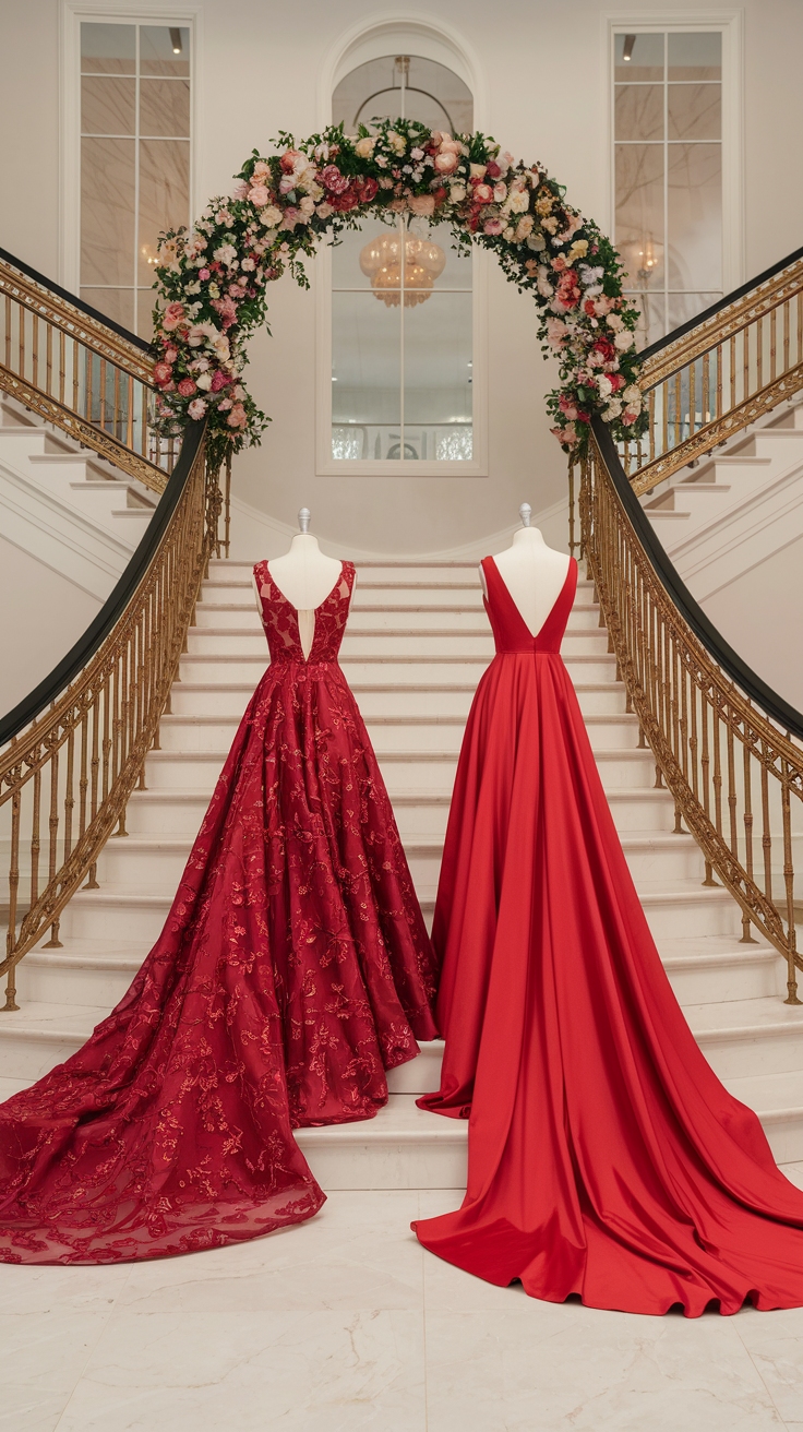 red prom dresses long outfit idea