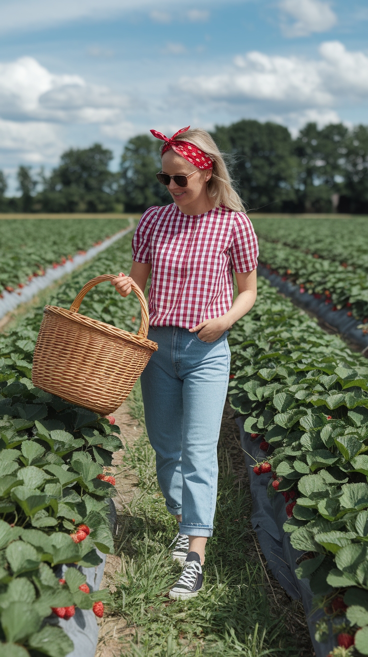 strawberry picking outfit idea