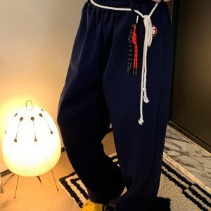 2024 American-Style Loose Draped Wide-Leg Tie Sports Pants for Couples - Casual Versatile Straight-Leg Sweatpants