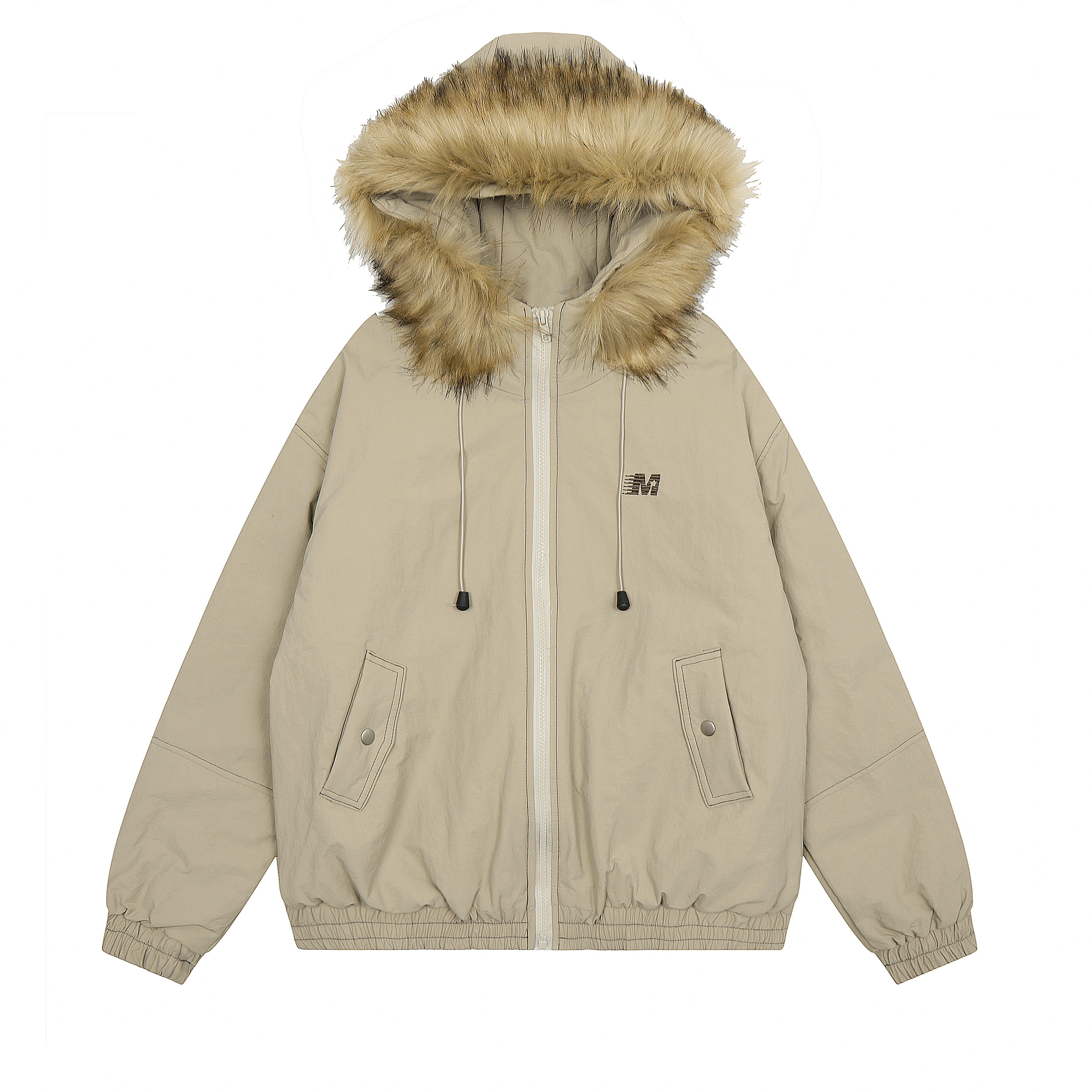 2024 Autumn Winter Vintage Large Fur Collar Hooded Cotton Coat for Women - Thick Loose Trendy Winter Jacket
