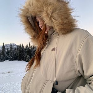 2024 Autumn Winter Vintage Large Fur Collar Hooded Cotton Coat for Women - Thick Loose Trendy Winter Jacket