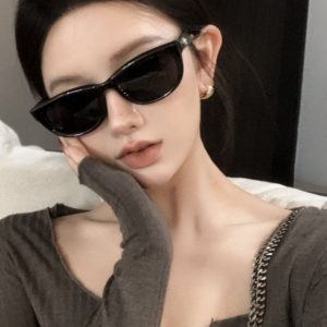 2024 Retro Cat Eye GM Green Oval Sunglasses - Y2K Fashion, European American Style, High-End Sun Protection