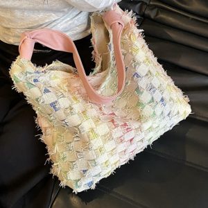 2024 Retro Large Capacity Denim Tote Bag for Women - Casual Shoulder Bag for Students & Commuting, Trendy Everyday Style
