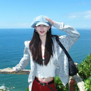 2024 Spring Autumn American Vintage Floral Hooded Zipper Cardigan Sweatshirt for Women - Loose Casual Jacket