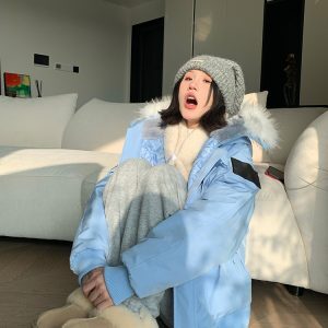 2024 Winter American Flight Jacket with Horn Buckles, Fur-Lined Hooded Cotton Coat, Loose Unisex Parka for Casual Style