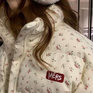 2024 Winter American Sweet Floral Cotton Jacket for Women - Short Thick Coat for Petite, Autumn and Winter Outerwear