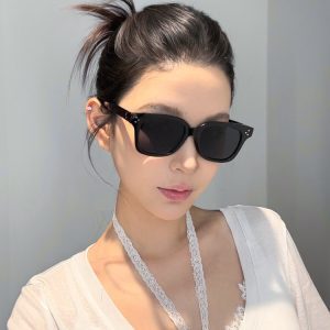 2025 Black Square Frame Sunglasses for Women, Slimming Design for Round Faces, High-End Feel, UV Protection, Street Style Fashion