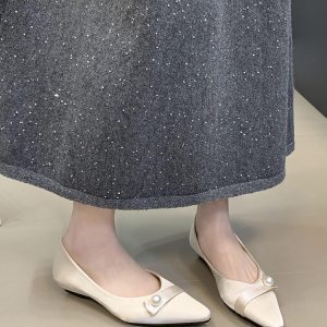 2025 Early Spring Women's Ocean One Gentle Wind Satin Pearl Pointed Shallow Mouth Loafers - Trendy Chinese Style Flats