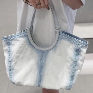 2025 Fashionable Washable Denim Tote Bag for Women - Versatile Large Capacity Shoulder Handbag