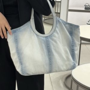 2025 Fashionable Washable Denim Tote Bag for Women - Versatile Large Capacity Shoulder Handbag