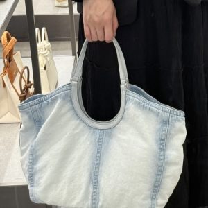 2025 Fashionable Washable Denim Tote Bag for Women - Versatile Large Capacity Shoulder Handbag