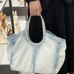 2025 Fashionable Washable Denim Tote Bag for Women - Versatile Large Capacity Shoulder Handbag