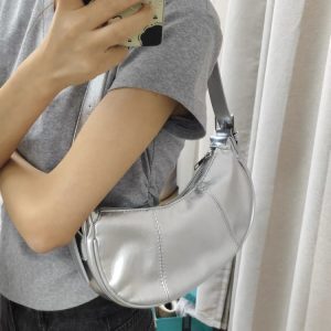 2025 Korean Minimalist Silver Underarm Bag for Women - High-End Shoulder Crossbody Tote