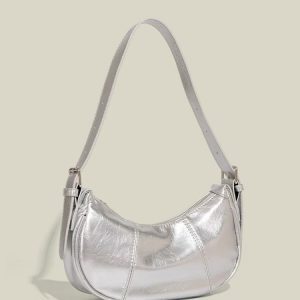 2025 Korean Minimalist Silver Underarm Bag for Women - High-End Shoulder Crossbody Tote