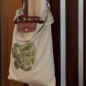2025 Large Capacity Graffiti Linen Canvas Shoulder Tote Bag for Women - Trendy Shopping Handbag