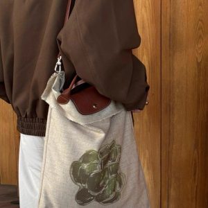 2025 Large Capacity Graffiti Linen Canvas Shoulder Tote Bag for Women - Trendy Shopping Handbag