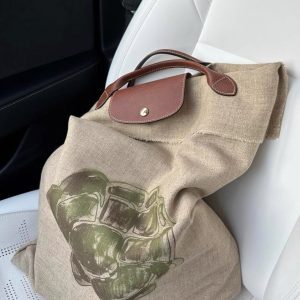 2025 Large Capacity Graffiti Linen Canvas Shoulder Tote Bag for Women - Trendy Shopping Handbag