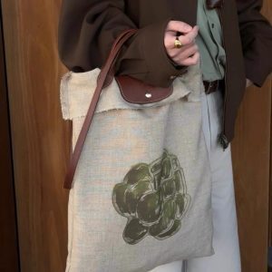 2025 Large Capacity Graffiti Linen Canvas Shoulder Tote Bag for Women - Trendy Shopping Handbag