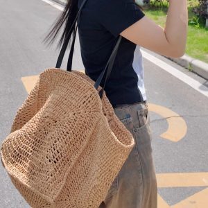 2025 Large Capacity Woven Tote Bag - Fashionable Versatile Shoulder Bag for Summer Beach Vacation