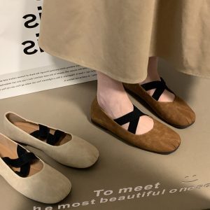 2025 New Ocean One Cross Strap Retro Ballet Flat Mary Jane Shoes for Women - Stylish and Comfortable Footwear