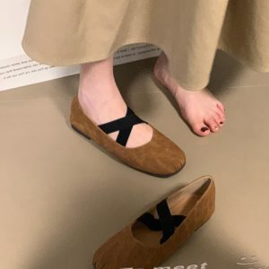 2025 New Ocean One Cross Strap Retro Ballet Flat Mary Jane Shoes for Women - Stylish and Comfortable Footwear