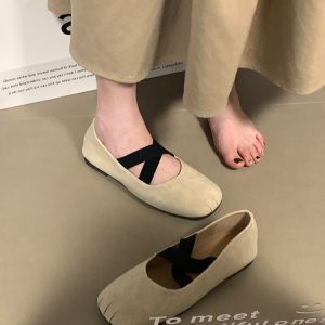 2025 New Ocean One Cross Strap Retro Ballet Flat Mary Jane Shoes for Women - Stylish and Comfortable Footwear