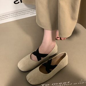 2025 New Ocean One Cross Strap Retro Ballet Flat Mary Jane Shoes for Women - Stylish and Comfortable Footwear