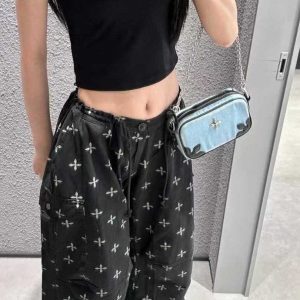 2025 New Style Cross Badge Denim Chain Small Square Bag - Trendy Millennium Hot Girl Shoulder Crossbody Bag
