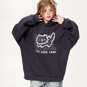 2025 Oversized White Hoodie for Women - Korean Style Lazy Fashion Sweatshirt for Spring & Autumn Couples