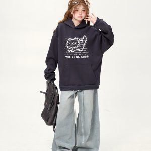 2025 Oversized White Hoodie for Women - Korean Style Lazy Fashion Sweatshirt for Spring & Autumn Couples