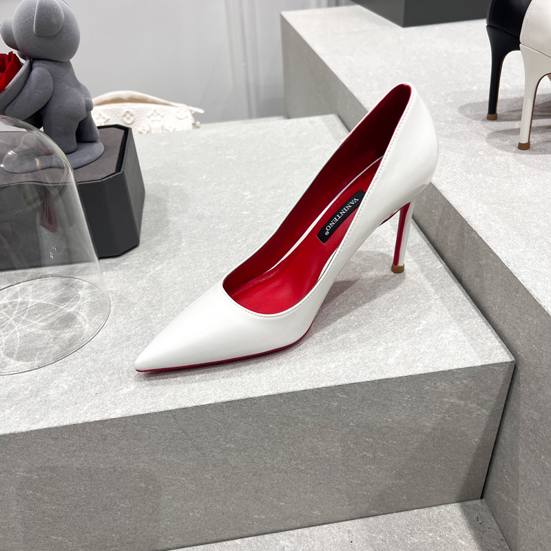 2025 Patent Leather White Pointed Toe Ultra-High Heel Runway Women's Shoes - Comfortable Fashion Footwear