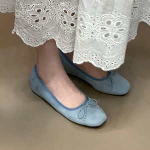 2025 Retro Elegant Hidden Height Slip-On Suede Ballet Flats - Ocean Inspired Design, Chic Casual Footwear