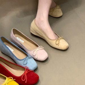 2025 Retro Elegant Hidden Height Slip-On Suede Ballet Flats - Ocean Inspired Design, Chic Casual Footwear