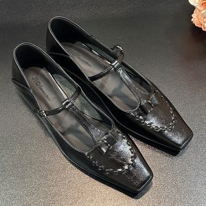 2025 Retro Mary Jane Shoes for Women, Flat Square Toe One-Strap Trendy Footwear, Y2K Style Clearance Single Shoes