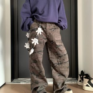 2025 Spring American Vintage Big Pocket Camouflage Pants for Men and Women - Loose Fit Outdoor Straight Casual Long Pants
