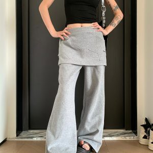 2025 Spring American Vintage Two-Piece Star Print Sweatpants for Women - Loose Casual Straight Leg Fashion Long Pants
