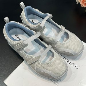 2025 Spring Double Strap Ballet Mary Jane Shoes - Thick-Soled, Height-Increasing, Color-Blocking Casual Shoes for Women