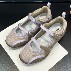 2025 Spring Double Strap Ballet Mary Jane Shoes - Thick-Soled, Height-Increasing, Color-Blocking Casual Shoes for Women